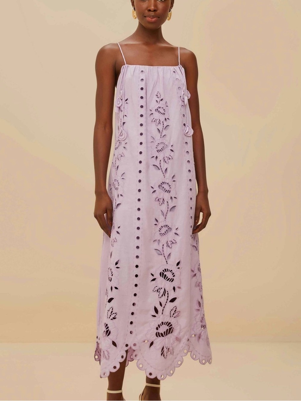 Farm Rio Lilac Richelieu Maxi Dress